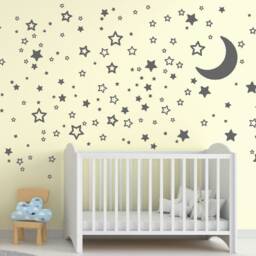 Sale Moon & Stars Wall Decals Nursery Decor, Mixed Size Stickers - thumbnail 2