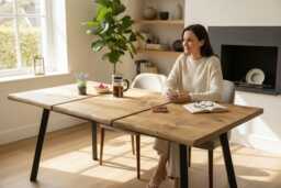 Industrial Steel Angled Leg Extendable Rustic Dining Table - thumbnail 1