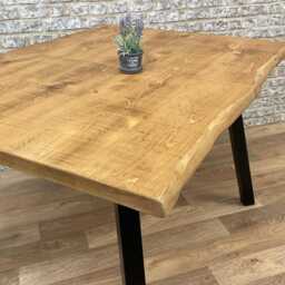 Industrial Steel Angled Leg Extendable Rustic Dining Table - thumbnail 4