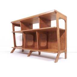 Mid Century Record Player Stand, Plywood Media Unit, Vinyl Storage Cabinet, Handmade Turntable Retro Wooden Shelf - thumbnail 2