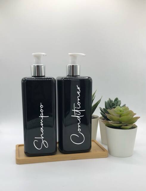 Personalised Black Square Soap Dispenser Bottle With White/Silver Pump 250Ml & 500Ml - image 1