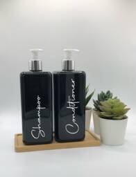 Personalised Black Square Soap Dispenser Bottle With White/Silver Pump 250Ml & 500Ml - thumbnail 1