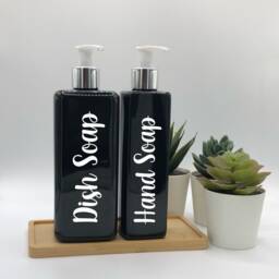 Personalised Black Square Soap Dispenser Bottle With White/Silver Pump 250Ml & 500Ml - thumbnail 2