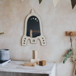 Handcrafted Rocket Wooden Mirror, Kids Room Decor - thumbnail 2