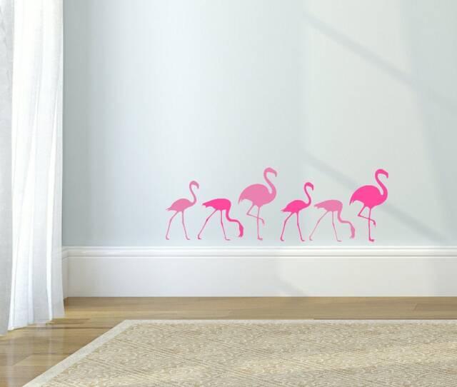 Flamingo Vinyl Decal Stickers Pink Wall Art Set - image 1