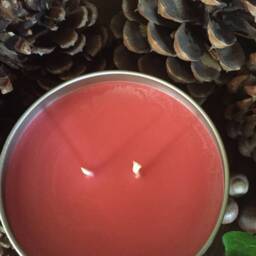 Cranberry Chutney, Hand Made, Poured, 100% Soy, All Natural, Candle in Metal Tin With Matching Lid - thumbnail 2