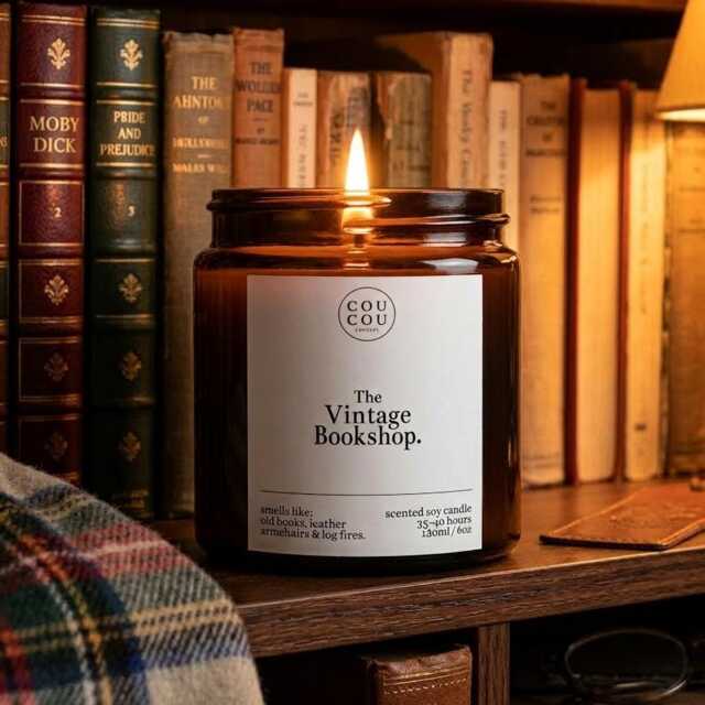 Vintage Bookshop Scented Candle, Bookish Gifts, Handmade Soy Wax - image 1