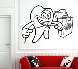 Dental Clinic Wall Decal Cartoon Tooth With Floss 2992 - thumbnail 1