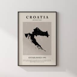 Croatia Map Vintage Abstract Wall Art Print Picasso + Matisse Inspired Travel Poster - thumbnail 2