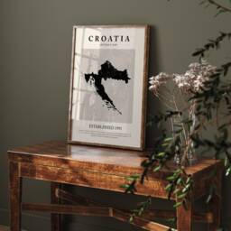 Croatia Map Vintage Abstract Wall Art Print Picasso + Matisse Inspired Travel Poster - thumbnail 1