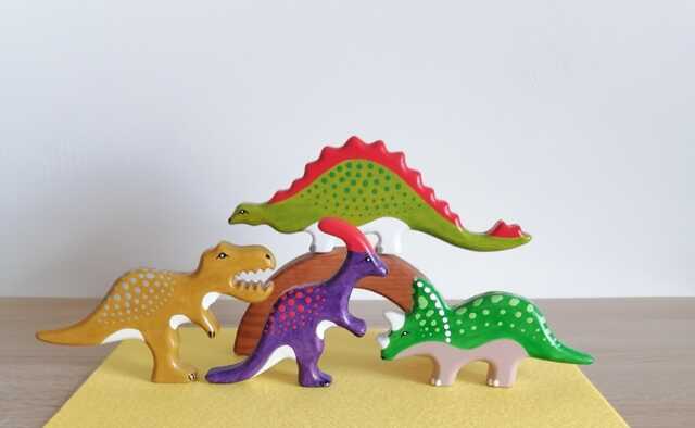 Wooden Dinosaurs Toy Set Handmade Beechwood Montessori Toys - image 1