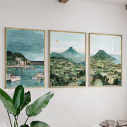 Jeju Island South Korea Poster Set Of 3, Vintage Inspired Coastal Landscape Wall Art, Neutral Asian Travel Prints - thumbnail 3