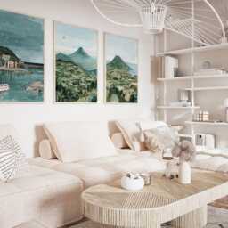 Jeju Island South Korea Poster Set Of 3, Vintage Inspired Coastal Landscape Wall Art, Neutral Asian Travel Prints - thumbnail 2