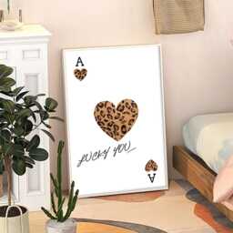 Lucky You Leopard Playing Card Art Canvas Poster, Wall Art, Apartment Aesthetic Decor, Retro Home Printed Gift - thumbnail 3