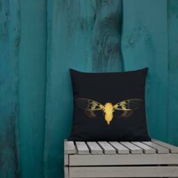 Throw Pillow, Cicada Art Print, Birthday, Housewarming, Gothic Home Decor, Insect Specimen, Dark Academia, Horror Vibe, Taxidermy Cushion - thumbnail 3