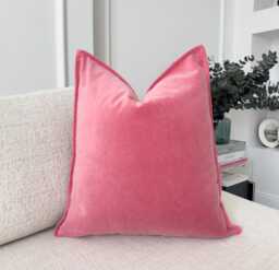 Premium Velvet Blush Pink Throw Pillow Cover Decorative Cerise Cushion - All Sizes - thumbnail 1