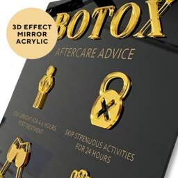 Botox Aftercare Advice 3D Acrylic Sign - Aesthetics Display Signage Beauty Clinic Wall Decor Salon Information A3 Size - thumbnail 2