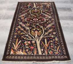 Handmade Wool Rug, Floral Geometric Garden Trees Design 4.3x7 Ft - thumbnail 1