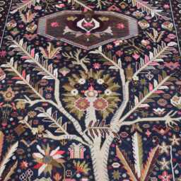 Handmade Wool Rug, Floral Geometric Garden Trees Design 4.3x7 Ft - thumbnail 2