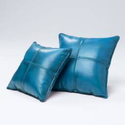 Blue Leather Pillow - thumbnail 3