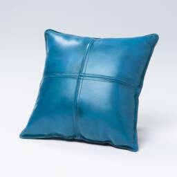 Blue Leather Pillow - thumbnail 1