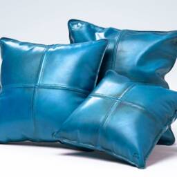 Blue Leather Pillow - thumbnail 2