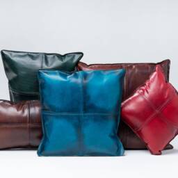 Blue Leather Pillow - thumbnail 4