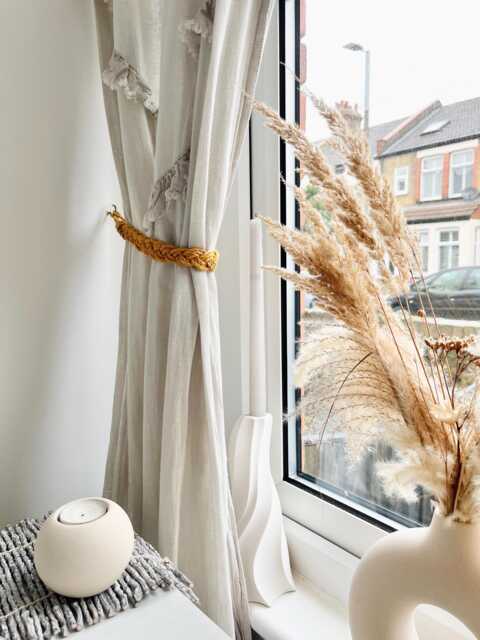 Braided Curtain Tie Back - Boho Minimalist Drapery Holdback Rustic Farmhouse Window D??cor - image 1