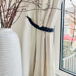 Braided Curtain Tie Back - Boho Minimalist Drapery Holdback Rustic Farmhouse Window D??cor - thumbnail 4