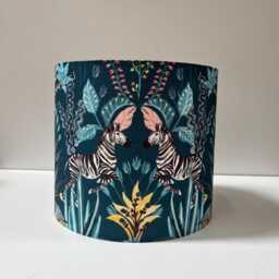 Zebra Forest Fantasy Teal Drum Lampshade Ceiling Light/Table Lamp Pendant - thumbnail 2
