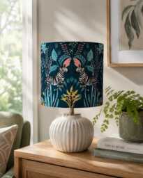Zebra Forest Fantasy Teal Drum Lampshade Ceiling Light/Table Lamp Pendant - thumbnail 1