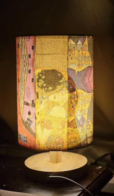 Usb Klimt The Kiss Decoupage Table Lamp Design Home Decor Bedside Night Light Gift - image 1