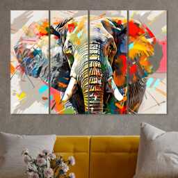 Colorful Elephant Canvas Art Modern Animal Wall Decor - thumbnail 4