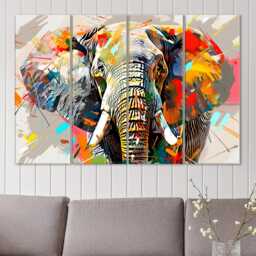 Colorful Elephant Canvas Art Modern Animal Wall Decor - thumbnail 3