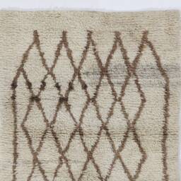 Handmade Beige Berber Rug Moroccan Atlas Design, Natural Wool - thumbnail 3