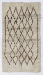 Handmade Beige Berber Rug Moroccan Atlas Design, Natural Wool - thumbnail 1