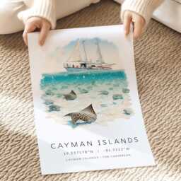 Cayman Islands Poster, Grand Art Print, Tropical Island Caribbean Wall Art, Travel Stingray Gift Idea - thumbnail 2