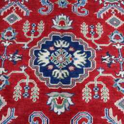 Red Luxury Area Rug 6'3x8'7 Afghan Kazak Hand Knotted New Rug - Medallion Turkish Geometric For Living Room - thumbnail 3