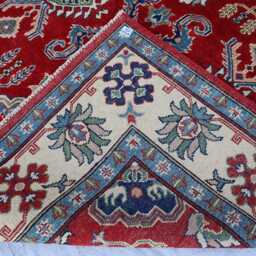 Red Luxury Area Rug 6'3x8'7 Afghan Kazak Hand Knotted New Rug - Medallion Turkish Geometric For Living Room - thumbnail 4