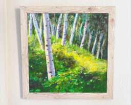 Summer Aspen, 28x28, Framed Aspen Tree Painting, Original Oil On Canvas - thumbnail 1