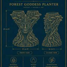 Hand-Painted Cast Stone Mushroom Head Planter - Fungal Faerie Queen Face Pot - thumbnail 3