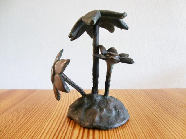 Flowers/ Massive Bronze Sculpture/ Big Flower Can Be Taken Out/ Brown Green Patin/ 5 - image 1