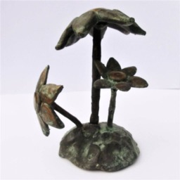 Flowers/ Massive Bronze Sculpture/ Big Flower Can Be Taken Out/ Brown Green Patin/ 5 - thumbnail 4
