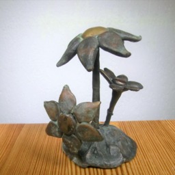 Flowers/ Massive Bronze Sculpture/ Big Flower Can Be Taken Out/ Brown Green Patin/ 5 - thumbnail 3