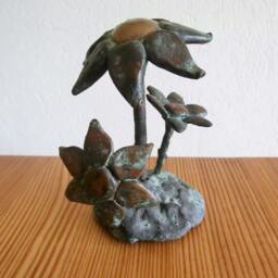 Flowers/ Massive Bronze Sculpture/ Big Flower Can Be Taken Out/ Brown Green Patin/ 5 - thumbnail 2