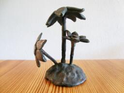 Flowers/ Massive Bronze Sculpture/ Big Flower Can Be Taken Out/ Brown Green Patin/ 5 - thumbnail 1