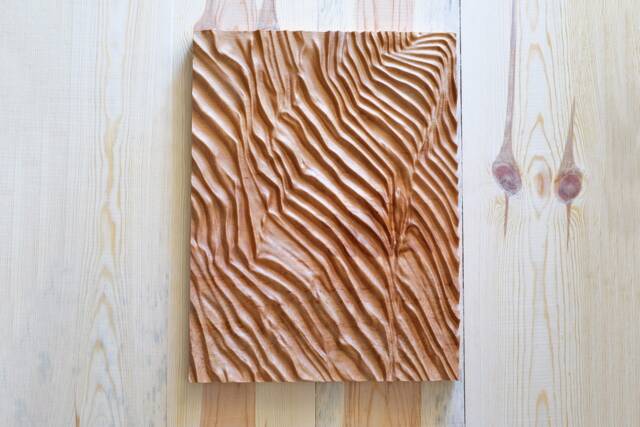 Handcarved Beech Wood Wall Sculpture Wrinkled Relief, Scandi Decor - image 1