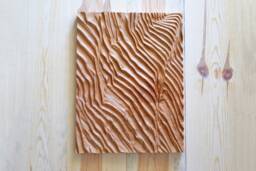 Handcarved Beech Wood Wall Sculpture Wrinkled Relief, Scandi Decor - thumbnail 1