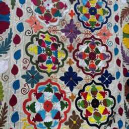 Suzani Throw Quilt Blanket Multicolor Hand Embroidered Bohemian Bedspread Wall Hanging - thumbnail 3