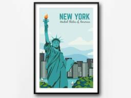 New York Travel Poster Retro City Art Print - thumbnail 1